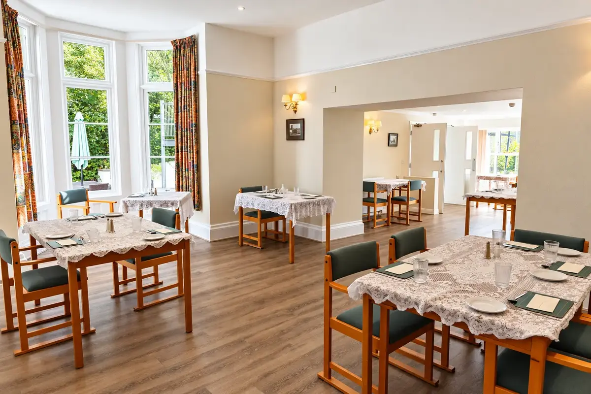 The welcoming dining room at Springfields Residential Home