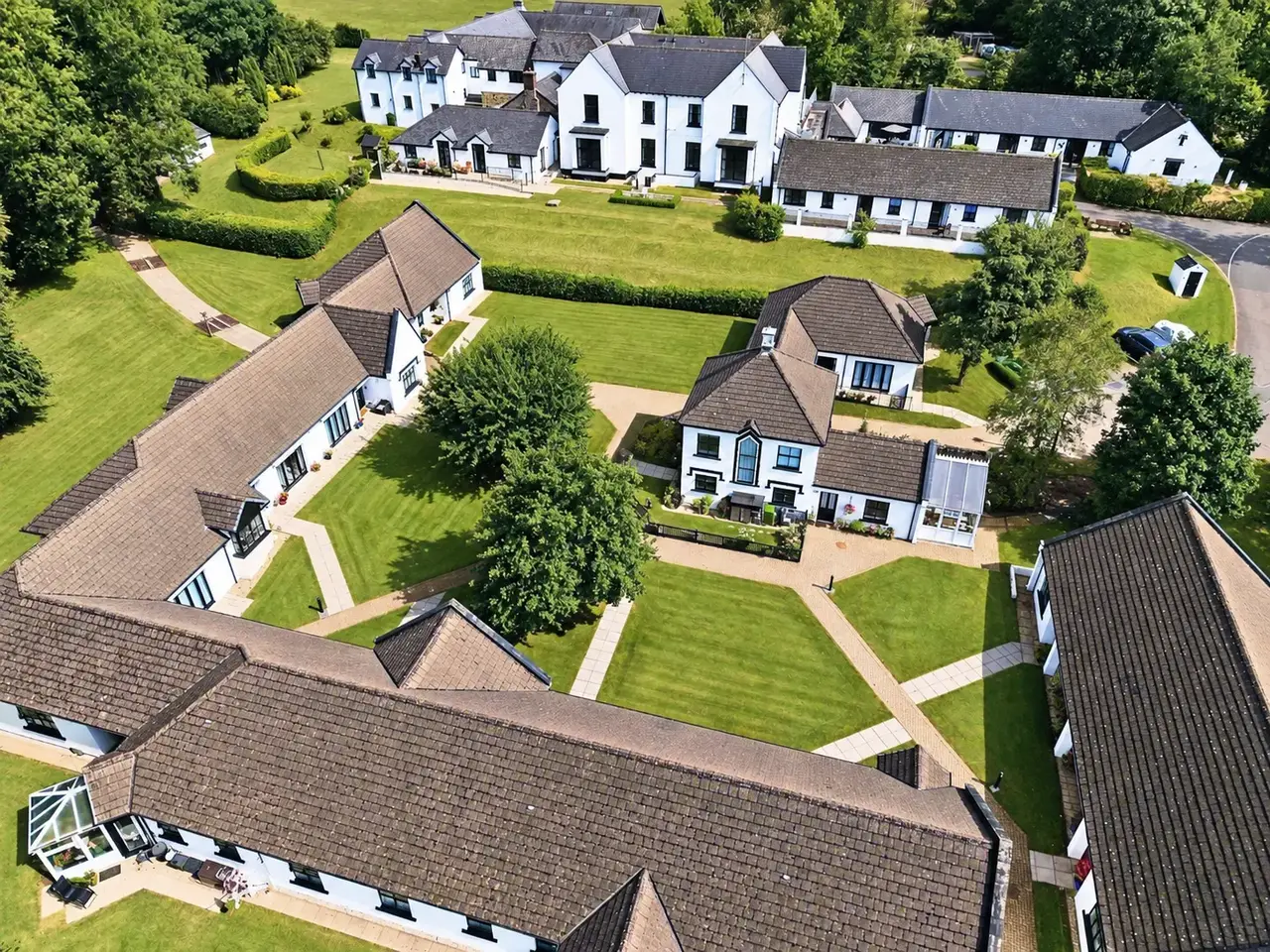 Aerial view of Springfields Residential Home and gardens